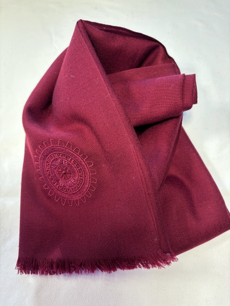 Wollschal  mit Emblem  bordeaux